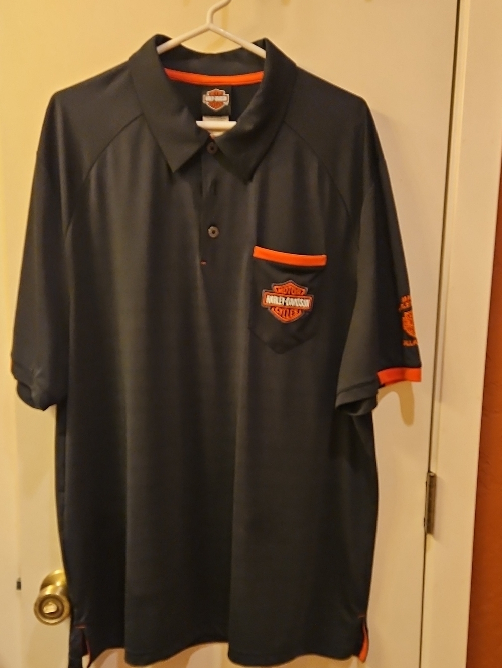 Harley-Davidson Black Polo with Orange Accents